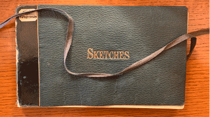 old leatherbound sketchbook